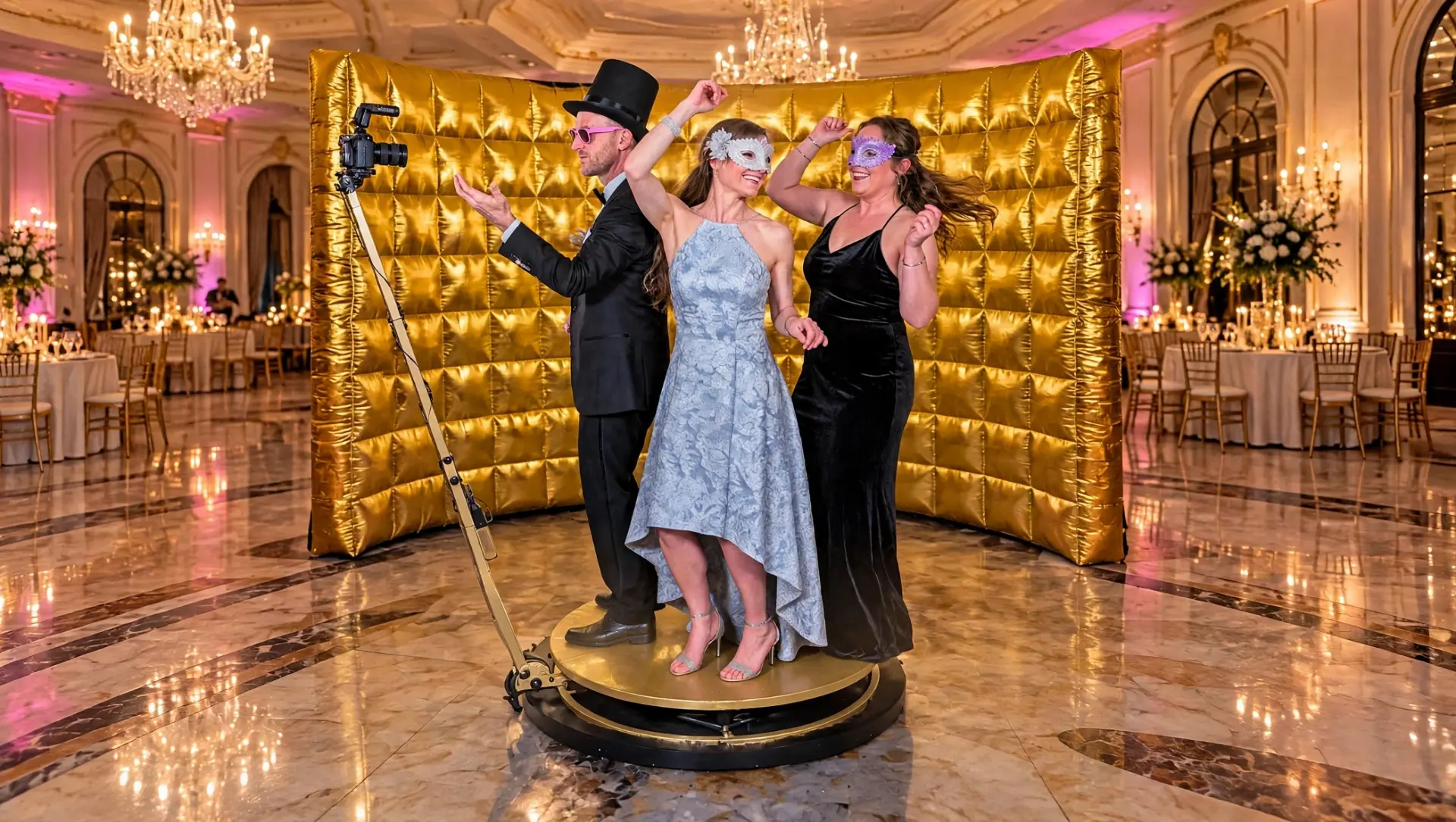 Large Gold and Glitter 360 Video Booth