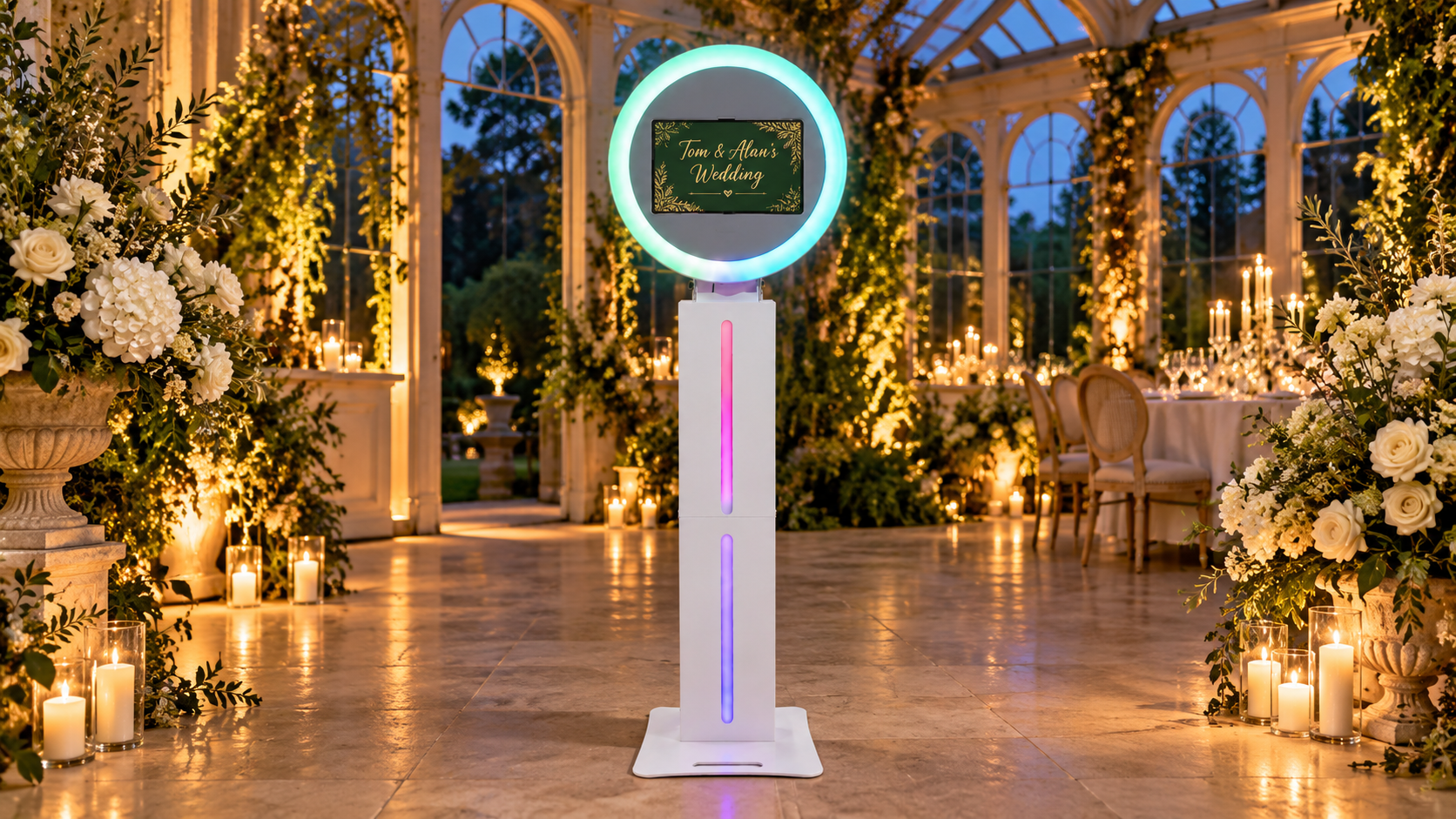 White 2-in-1 Selfie Pod & Roamer Booth