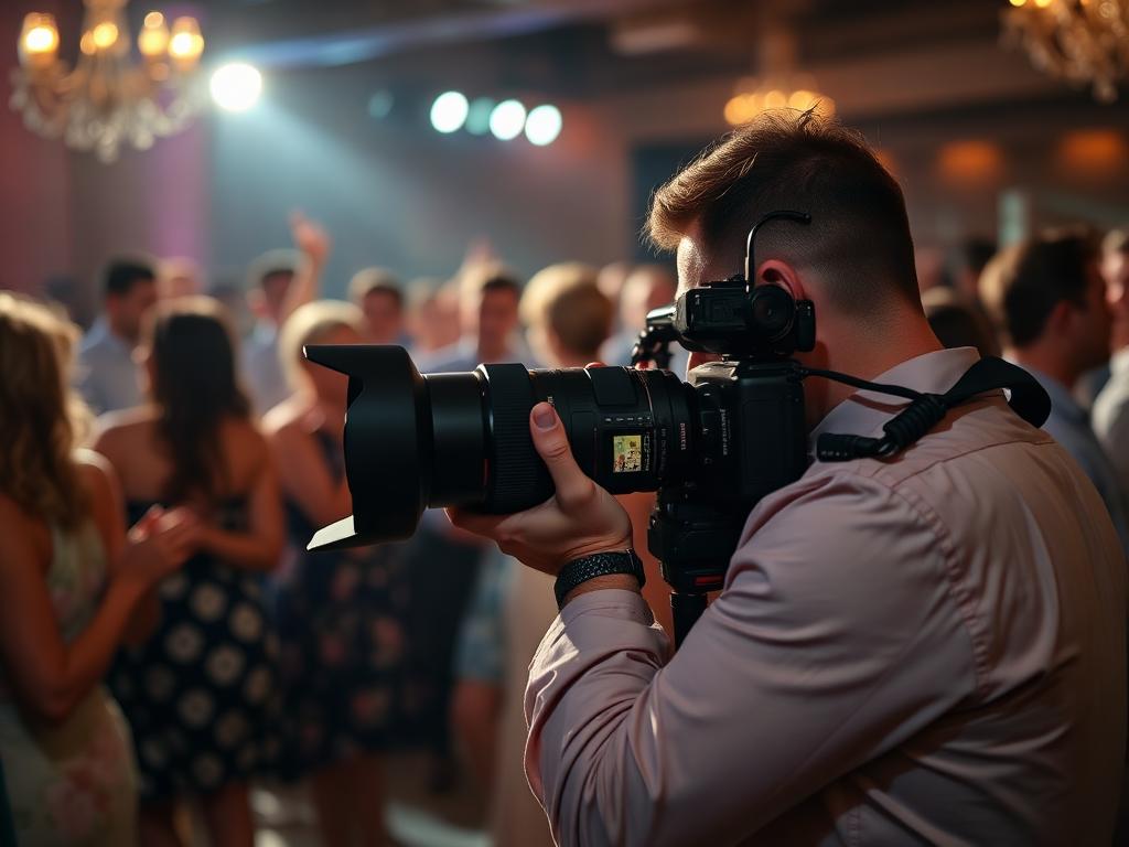 Guests posing with the roaming photo booth at a corporate event